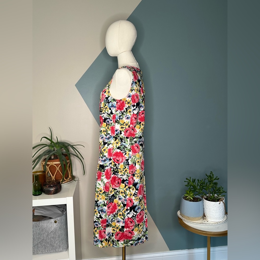 Talbots Sleeveless Sheath Midi Dress Floral Print Cotton Blend Kentucky Derby 12 - Picture 3 of 12